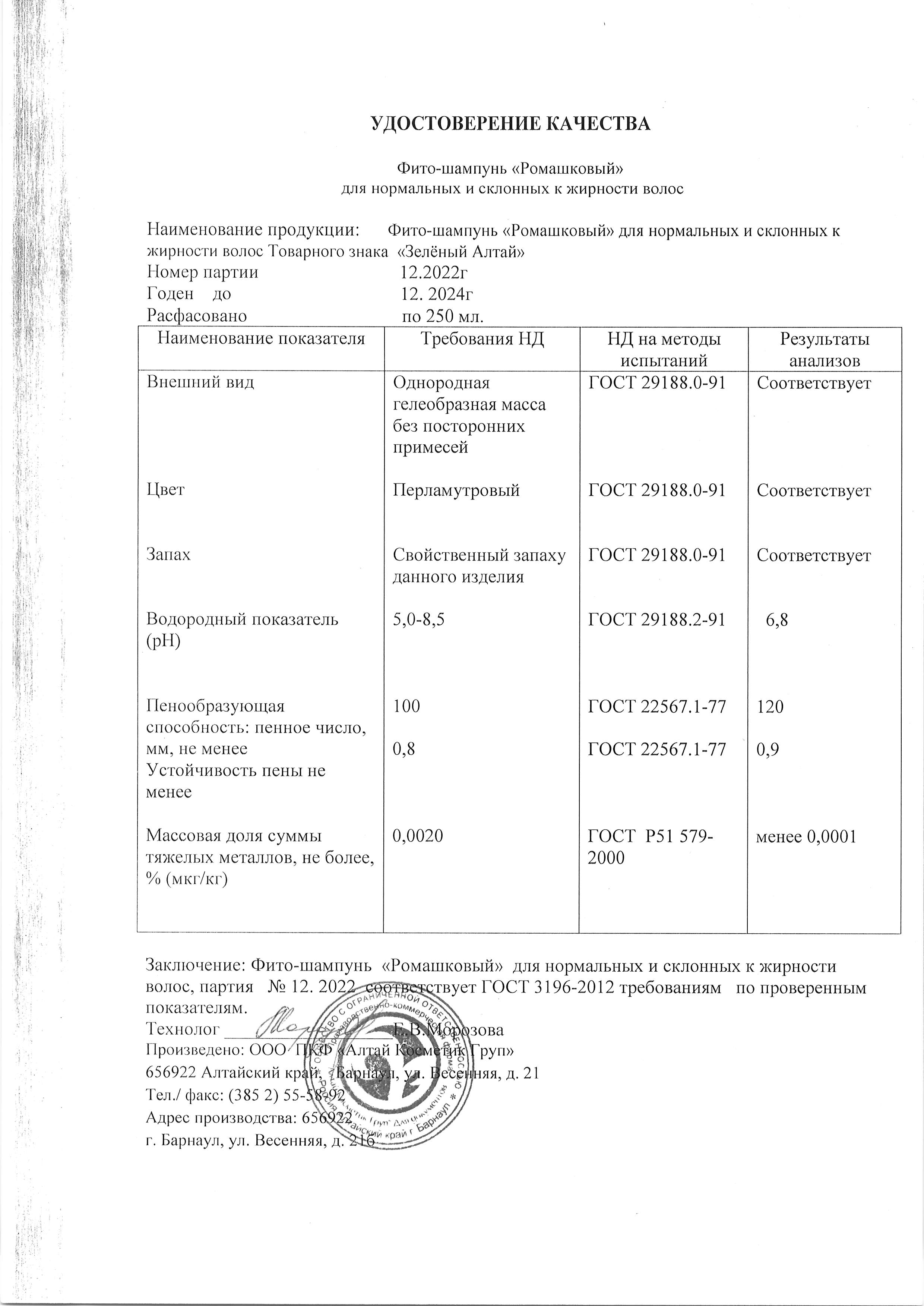 Паспорт №122022